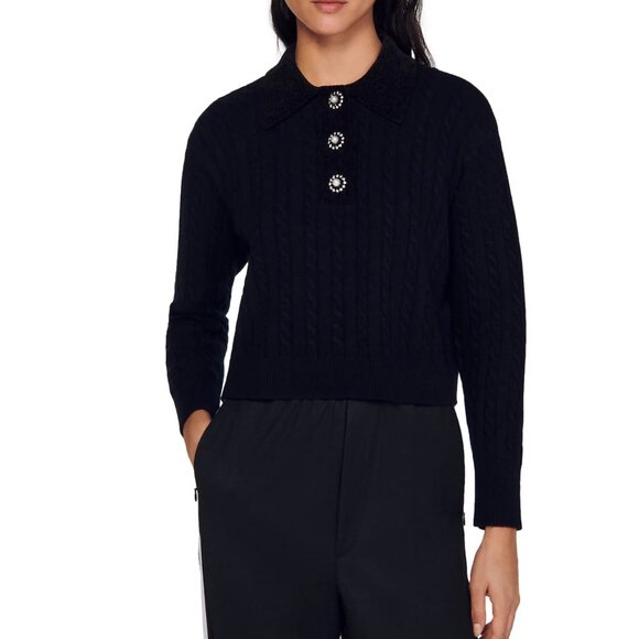 Dalinda Cable Knit Polo Neck Jumper - Picture 1 of 5